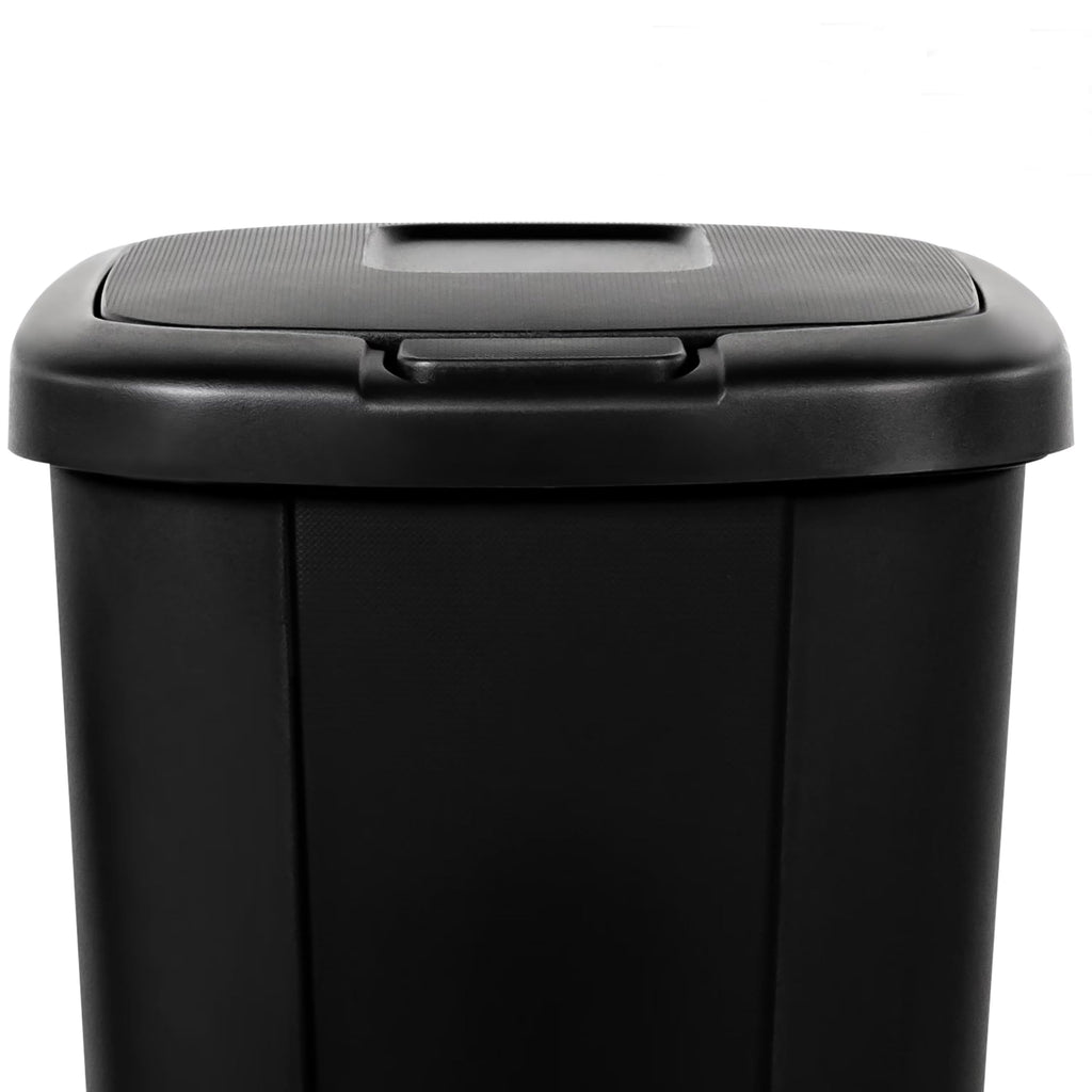 Kitchen Trash Can 13.3 Gallon Plastic Touch Top Garbage Bin, Black