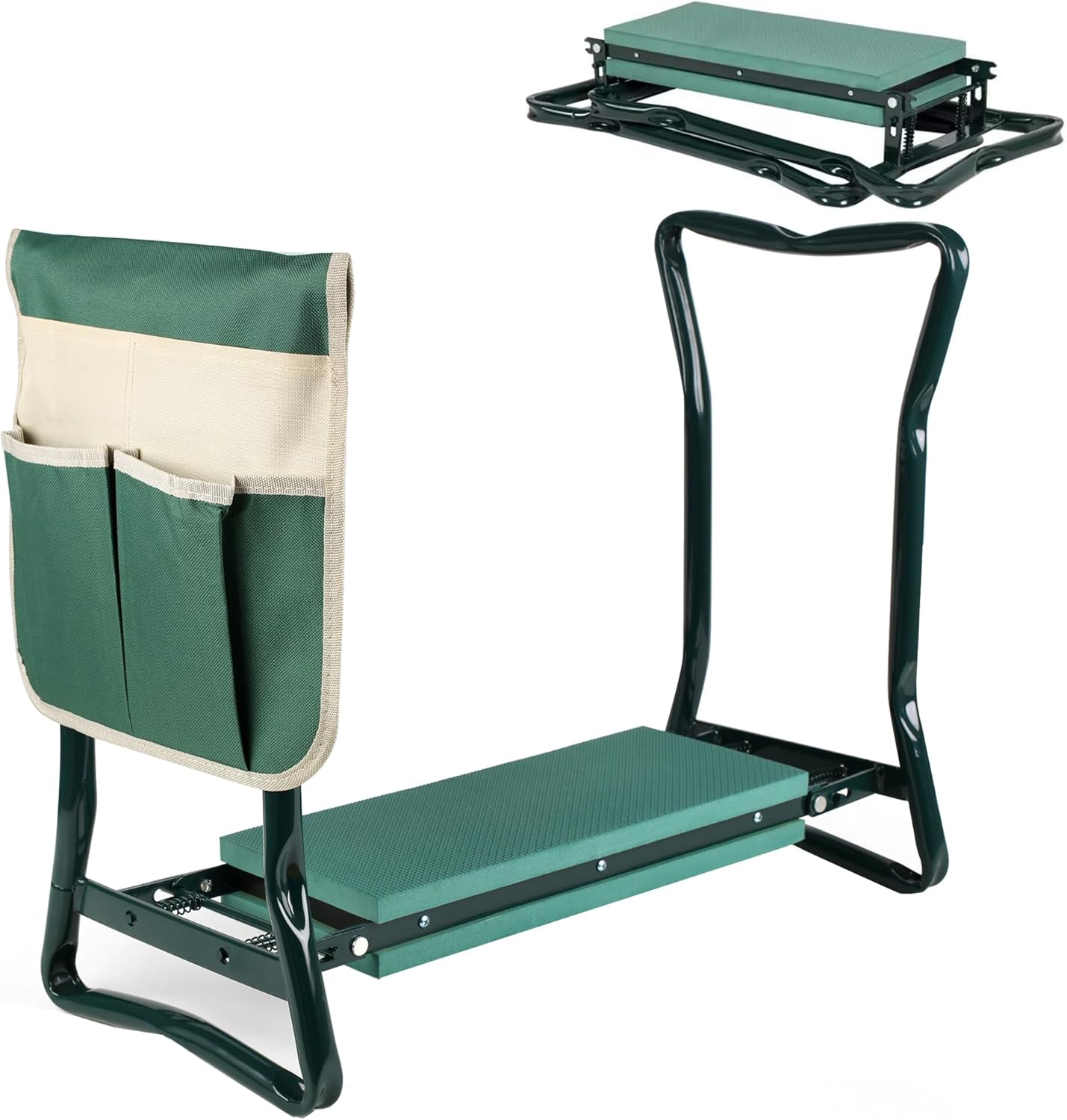 Garden Kneeler and Seat Foldable Gardening Bench Stool with Tool Bag Pouch EVA Foam Pad Outdoor Practical Garden