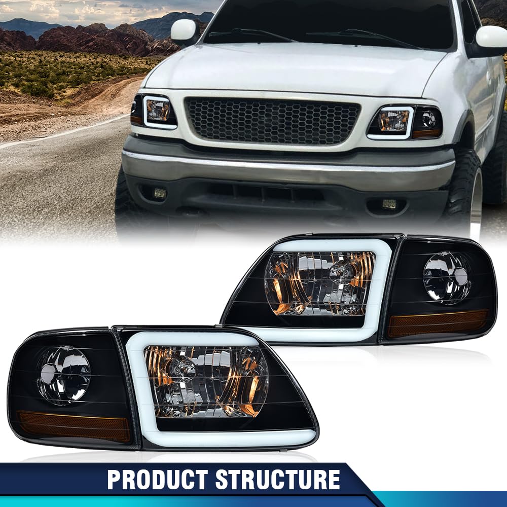 LED DRL Headlights Assembly Fit 1998-2003 Ford F150