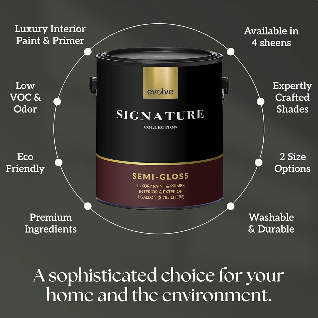 Signature Collection Luxury Interior Paint & Primer, Semi-gloss Sheen (Slate Gray), 1 Gallon – Premium One-Coat