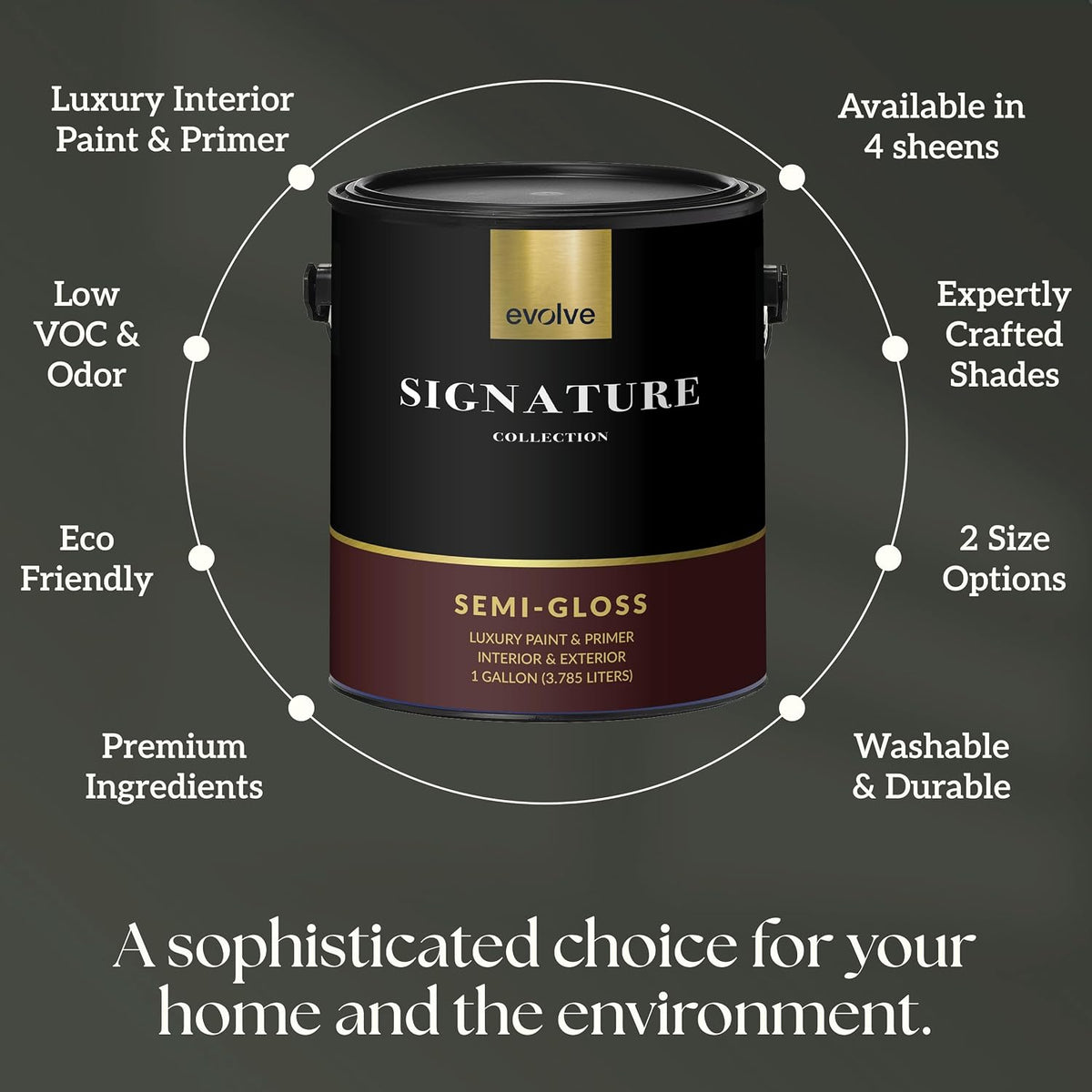 Signature Collection Luxury Interior Paint & Primer, Semi-gloss Sheen (Slate Gray), 1 Gallon – Premium One-Coat