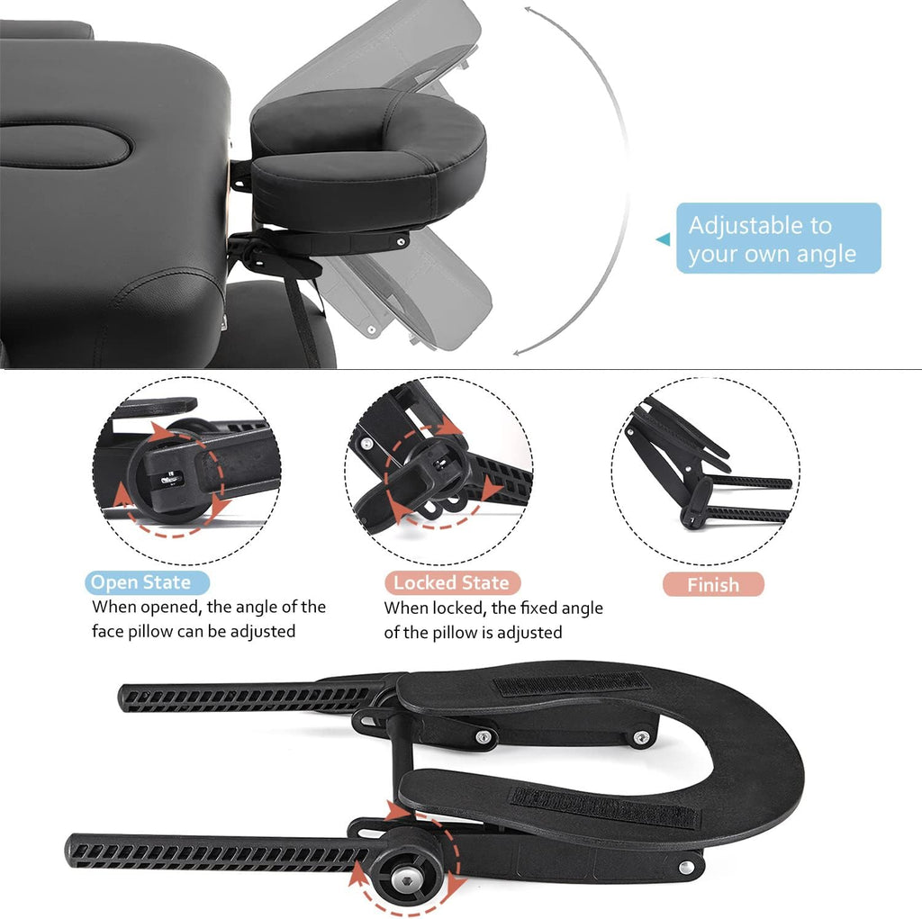 Universal Massage Table Face Cradle, Adjustable Multi-Angle | Professional Spa Bed Headrest Platform for Therapists