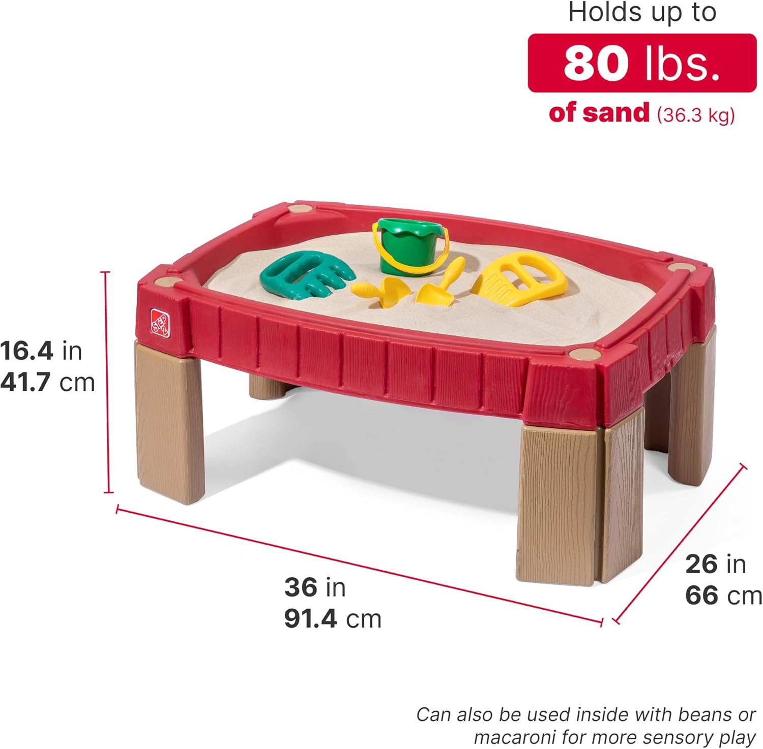 Step2 Naturally Playful Sand Table, Kids Sand Activity Sensory Table, 5 Piece Accessory Kit, Toddler Summer Outdoor