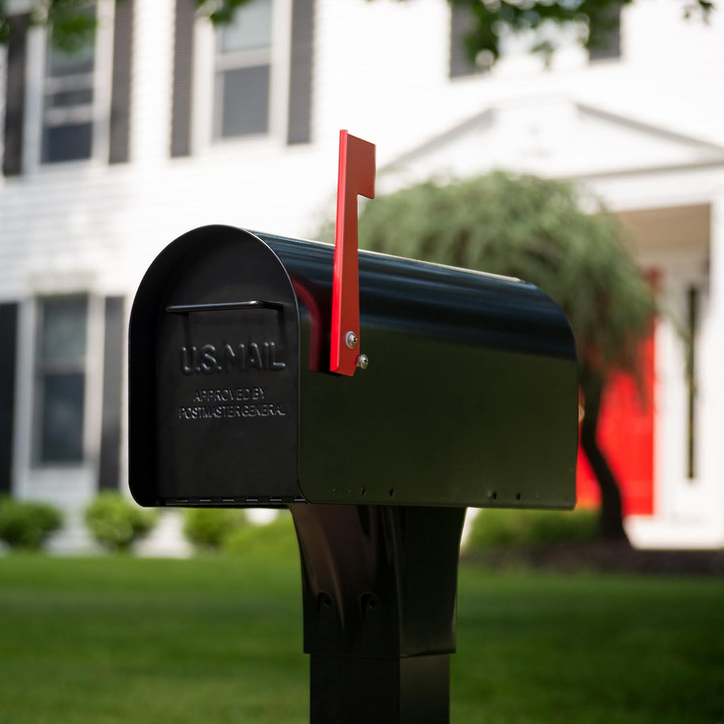 Ironside Large Capacity Galvanized Steel black, Post-Mount Mailbox, MB801BAM, Metal, Black | Galvanized steel build