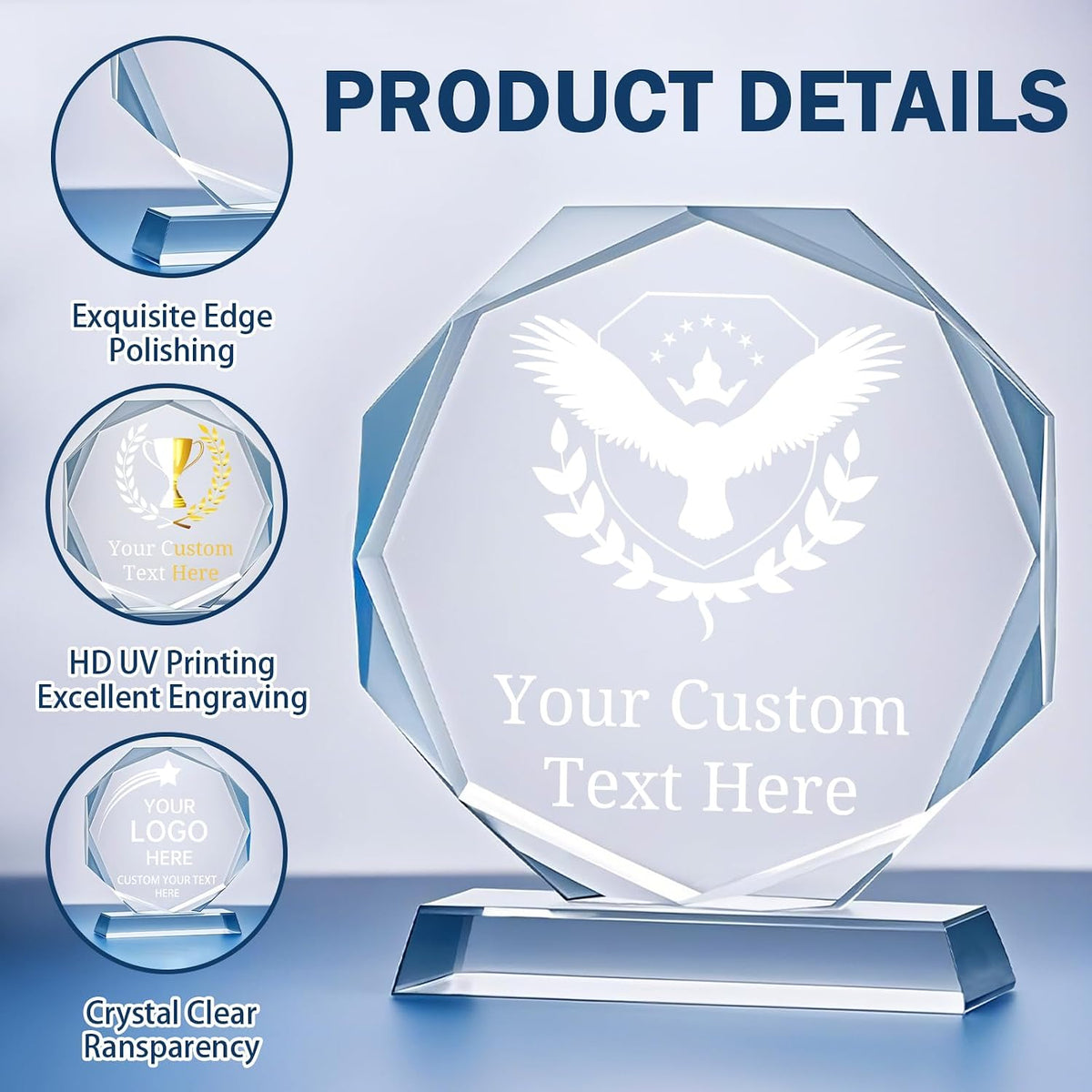 Personalized Crystal Trophy Award - Plaques Personalized Engraved - Coworker Employee Appreciation Gift, Anniversary