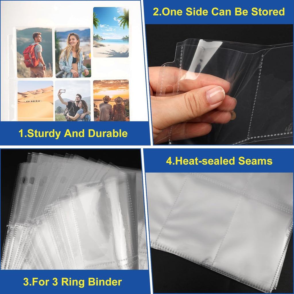 400 Pack Card Sleeves Binder Sheets, Holds 7200 Cards | 9 Pocket Card Sleeves for 3 Ring Binder, Trading Cards