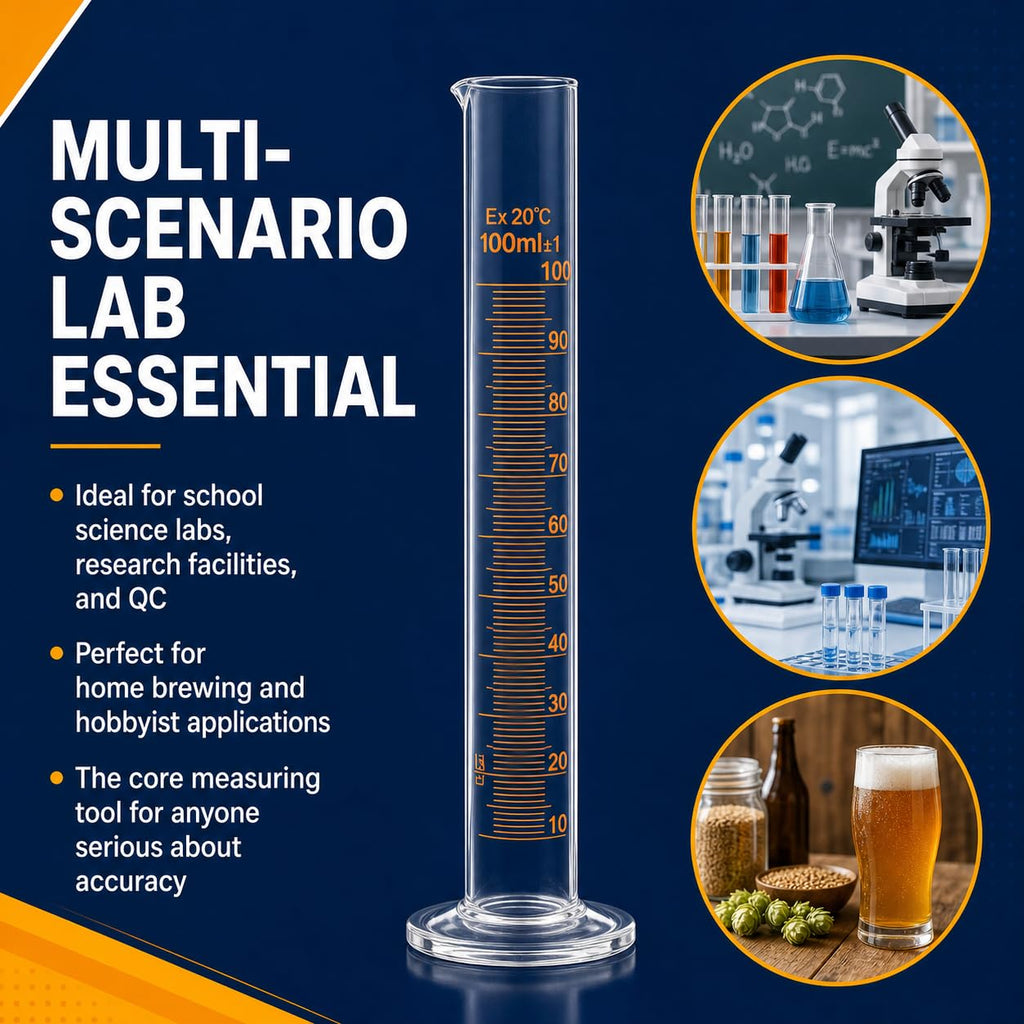VXT 100ml Borosilicate Glass Graduated Cylinder, ±1ml Precision