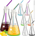 25 Pcs Chemistry Flask Glasses, 6 Set 8.5 Oz,Lab Flask | Science Beaker Mugs with Graduated Marks, Clear Tumblers