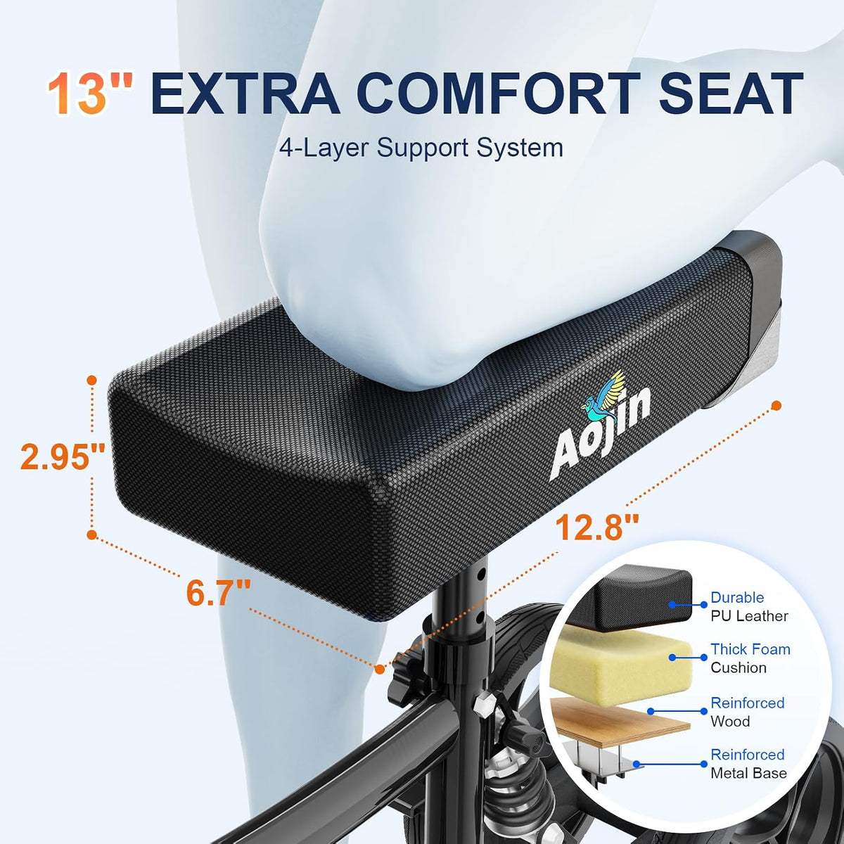 Knee Scooter for Adults for Foot Injuries, Storage Bag, 8'' Wheels