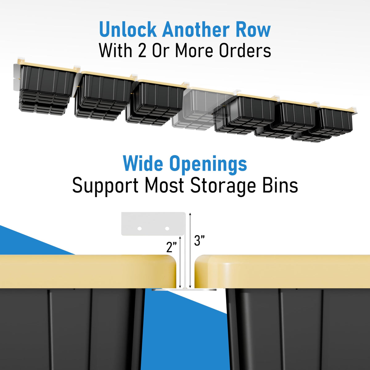 USA Based Overhead Garage Storage Rack, Connectable Heavy Duty Metal Ceiling Rails Garage Storage Organization