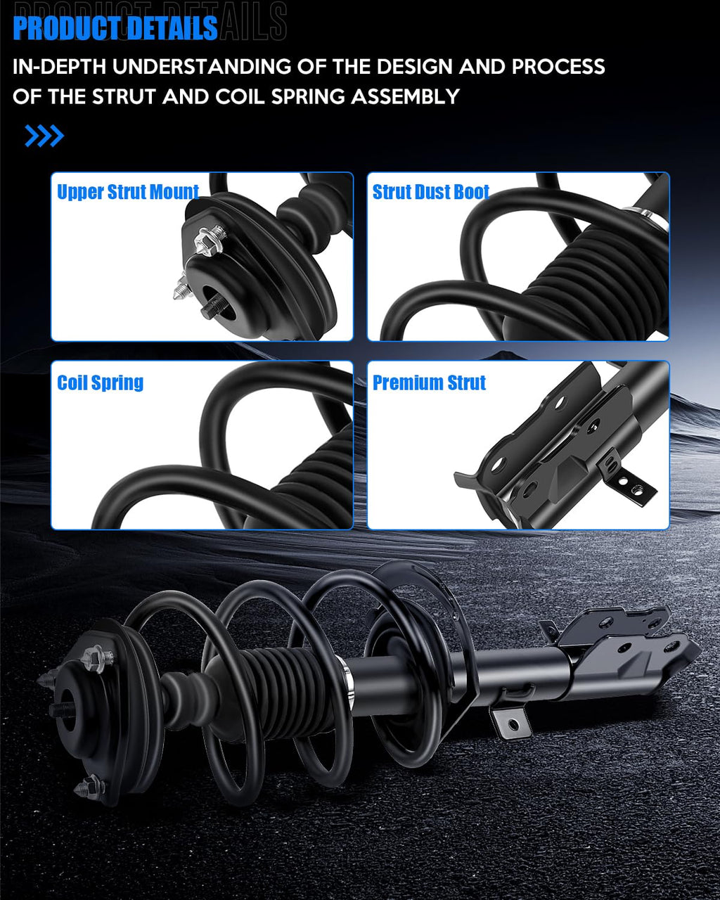 KFKGF Front Struts Assembly Fit for Jeep for Compass 2007-2017 4WD 172367