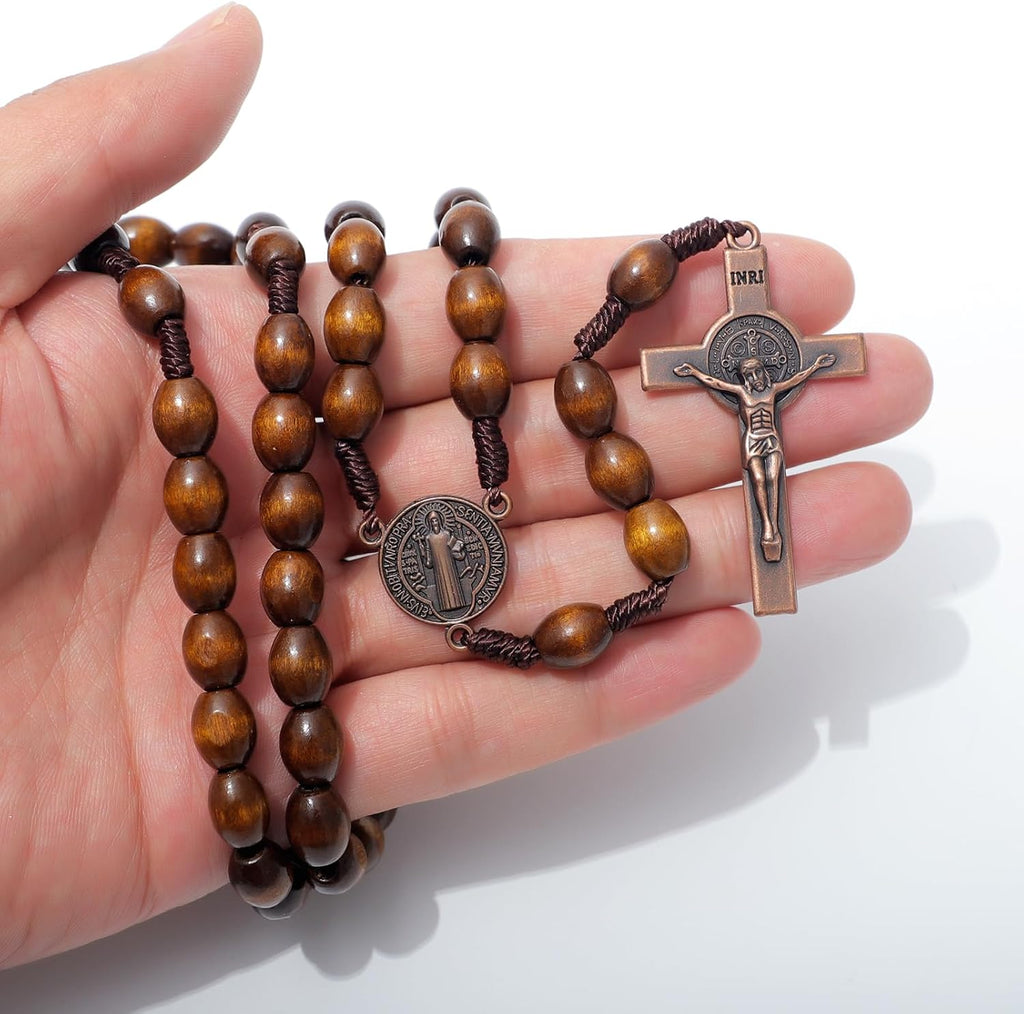 Handmade Wooden Catholic Rosaries, Rosary Beads Necklace Wood Christian Prayer Beads Catholic Christian Gift