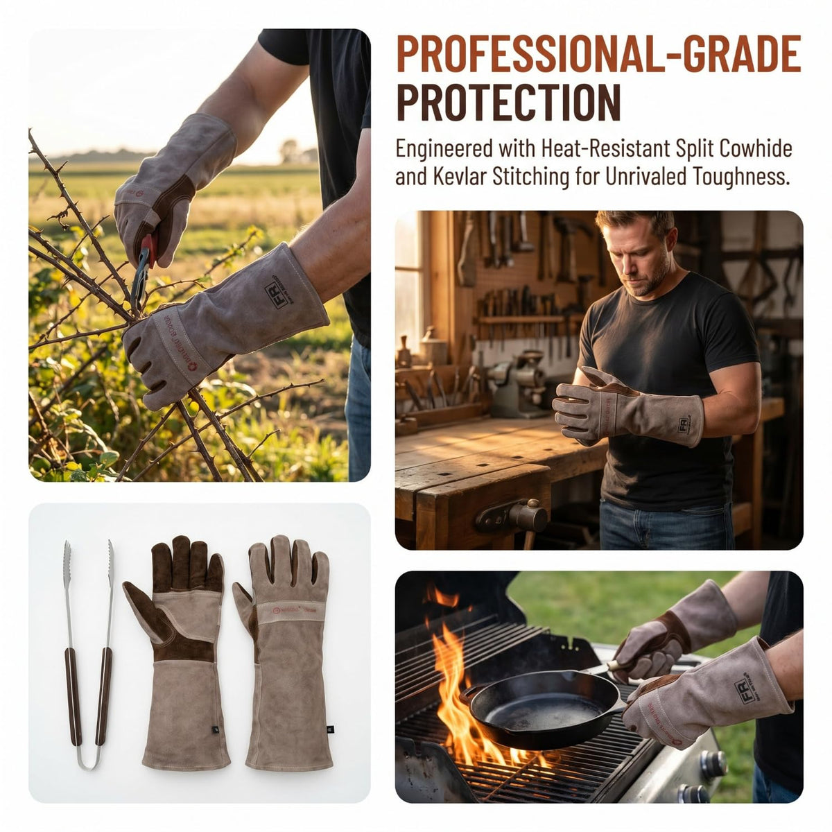 Welding Gloves -Long Sleeve Fireproof and Heat Resistant 15IN L