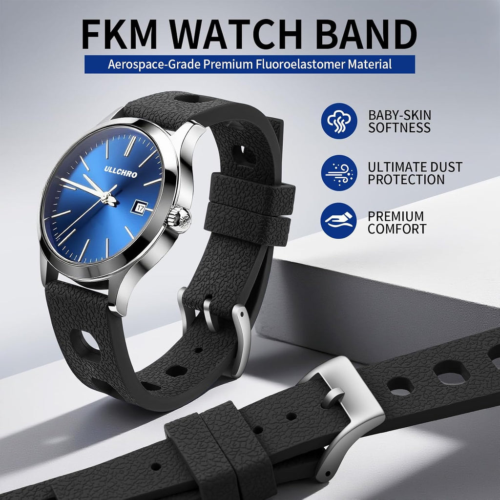 FKM Rubber Watch Strap 20mm, Quick Release Watch Band 22mm for Men Women, Waterproof Soft Premium Fluororubber