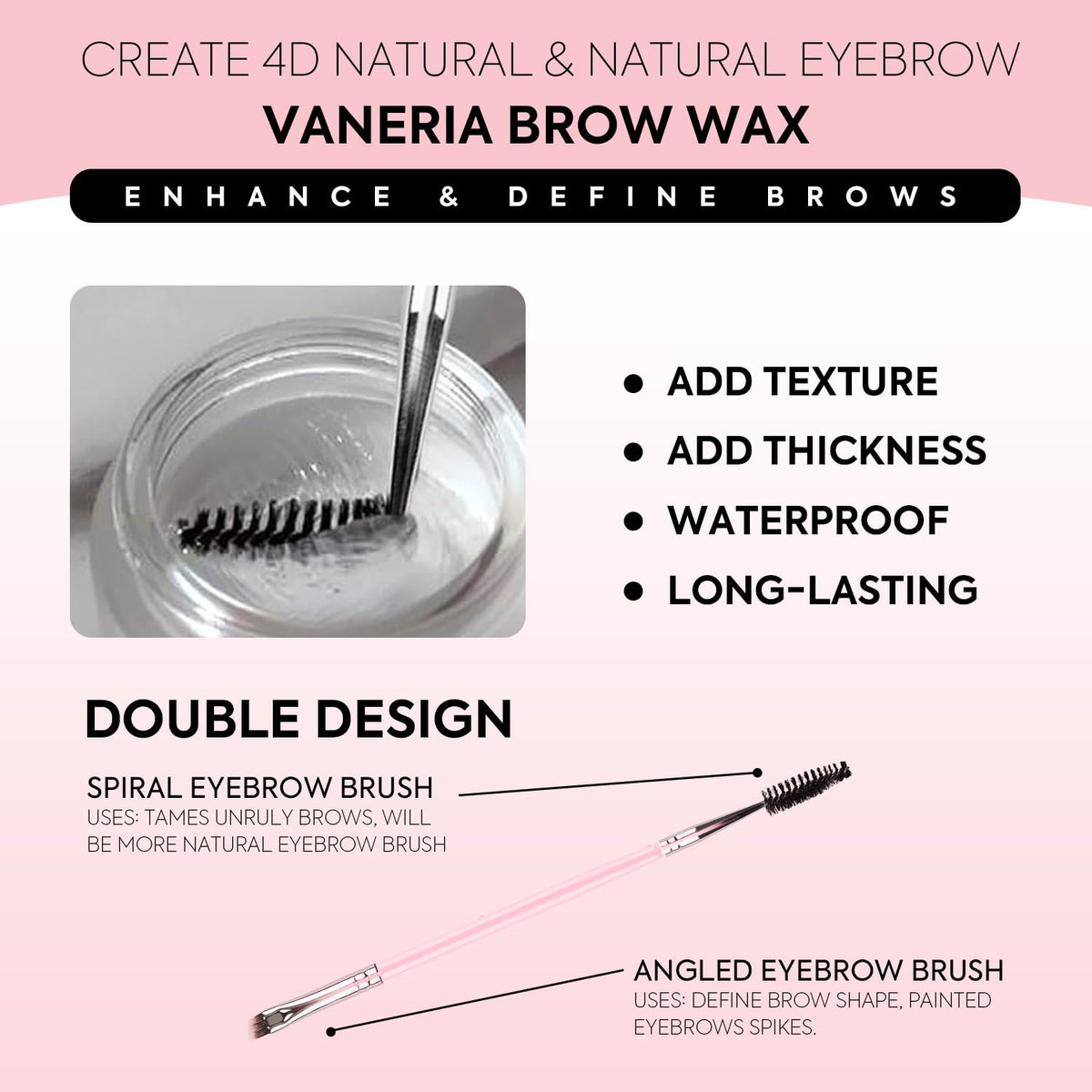 Eyebrow Gel Clear,Brow Soap,Eyebrow Brush With Double Head,Clear Eyebrow Setting Gel for Feathery & Fluffy & Brow