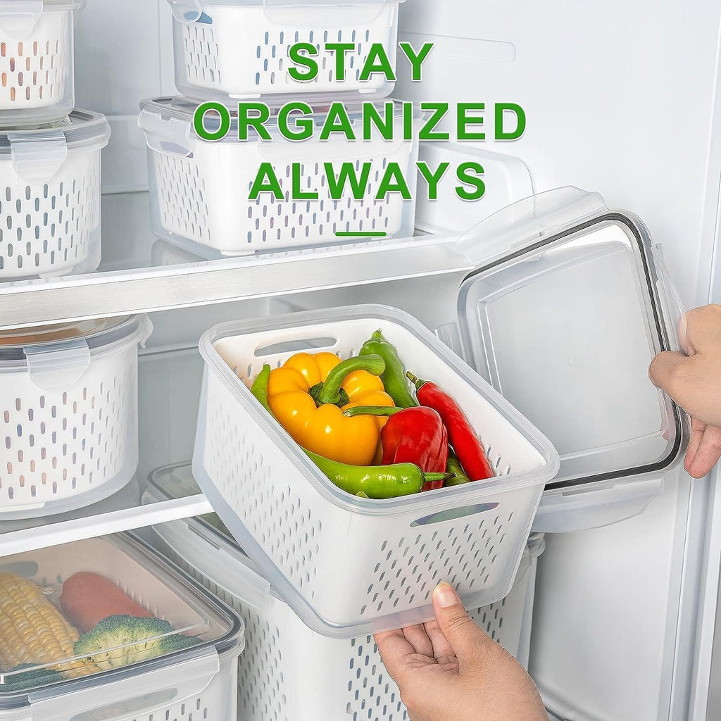 Fruit Storage Containers for Fridge with Removable Colander 10