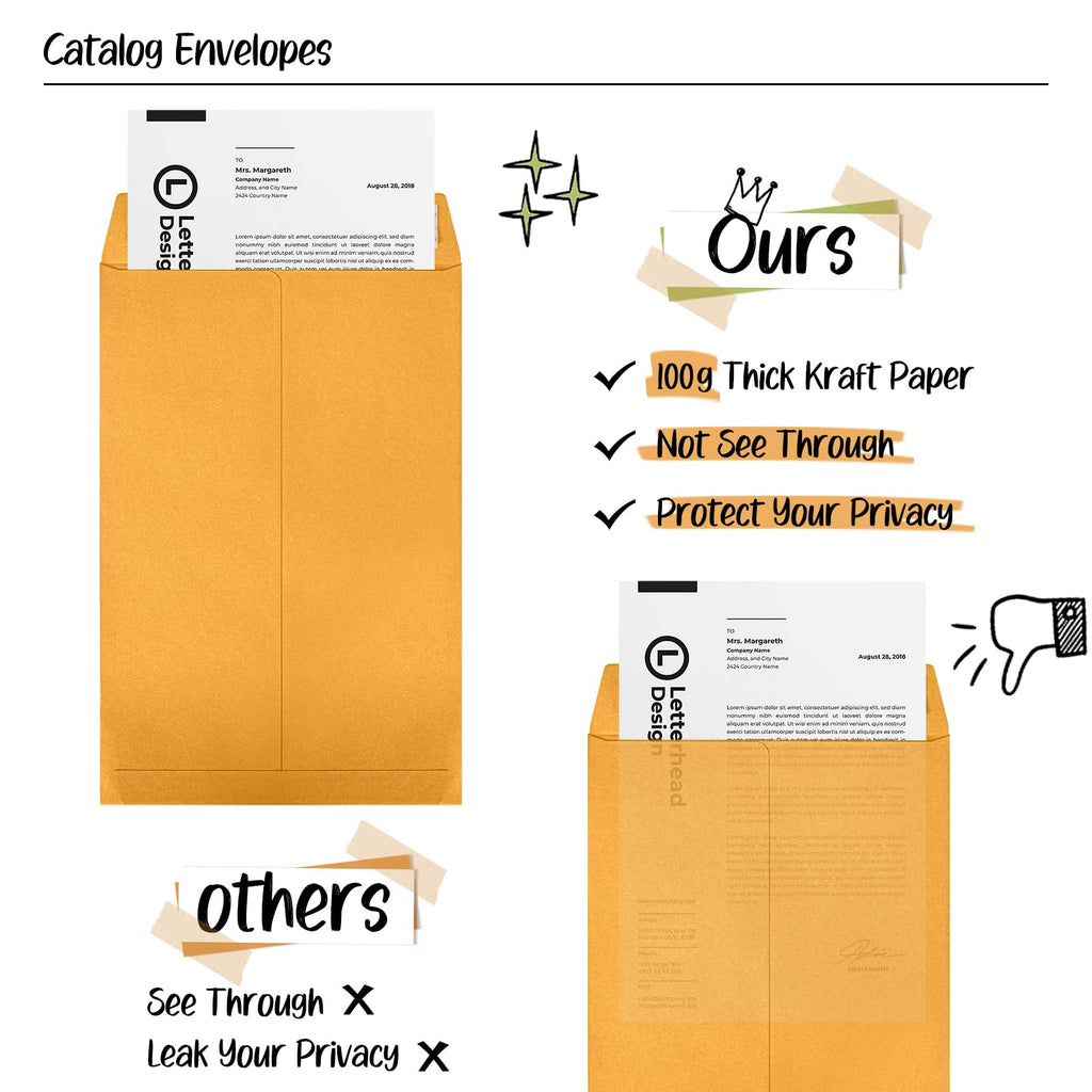 6x9 Catalog Envelopes 50 Pack Yellow Manila Envelopes Gummed