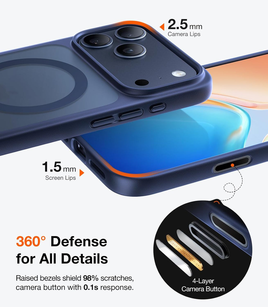 Magnetic Shockproof for iPhone 17 Pro Case, Camera Control, Fit for MagSafe, Military-Grade Protection, Translucent