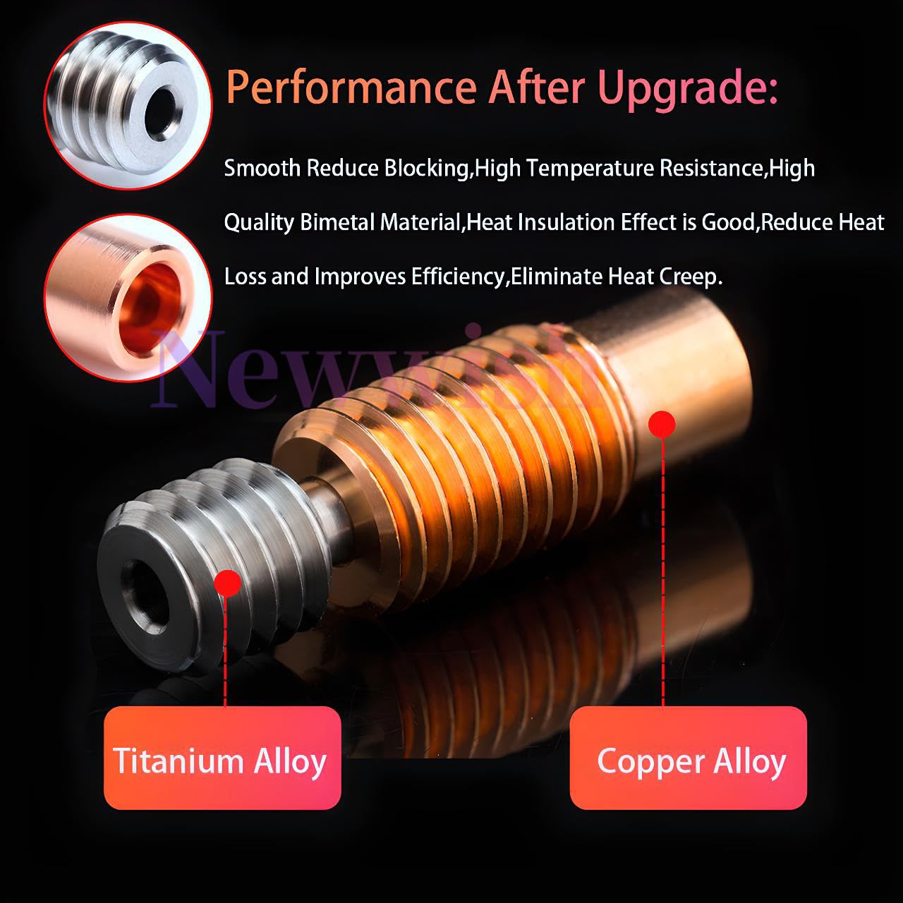 V6 All Metal Hotend,Prusa i3 MK3S+,MK3,MK2.5,MK2S 3D Printer Hotend,Upgrade V6 Copper+ Titanium Alloy Bi-Metal