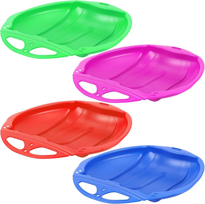 Snow Sleds for Kids with Handles Heavy Duty Outdoor Snow Saucer Sled Plastic Disc Beach Downhill, Winter Outdoor Sports