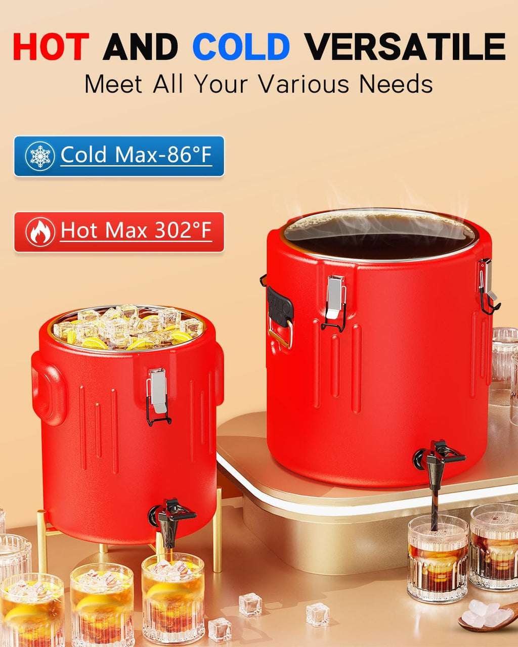 Insulated Beverage Dispenser 5 Gallon, Hot Drink Dispenser with Spout