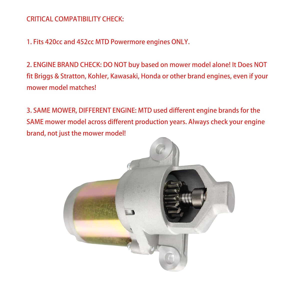 951-12207 Starter Motor for MTD Craftsman Huskee Troy Bilt 751-12207 4P90