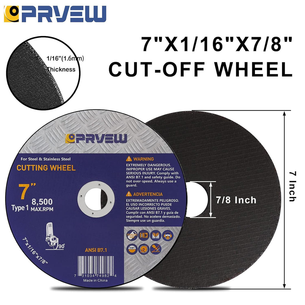 10-Pack 7-Inch Cut Off Wheels,7" x1/16 x7/8" Quality Cutting Disc