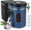 1800ML Airtight Coffee Canister with Date Tracker&Transparent Window, 22.8OZ Coffe Beans Storage with 30ML Measure