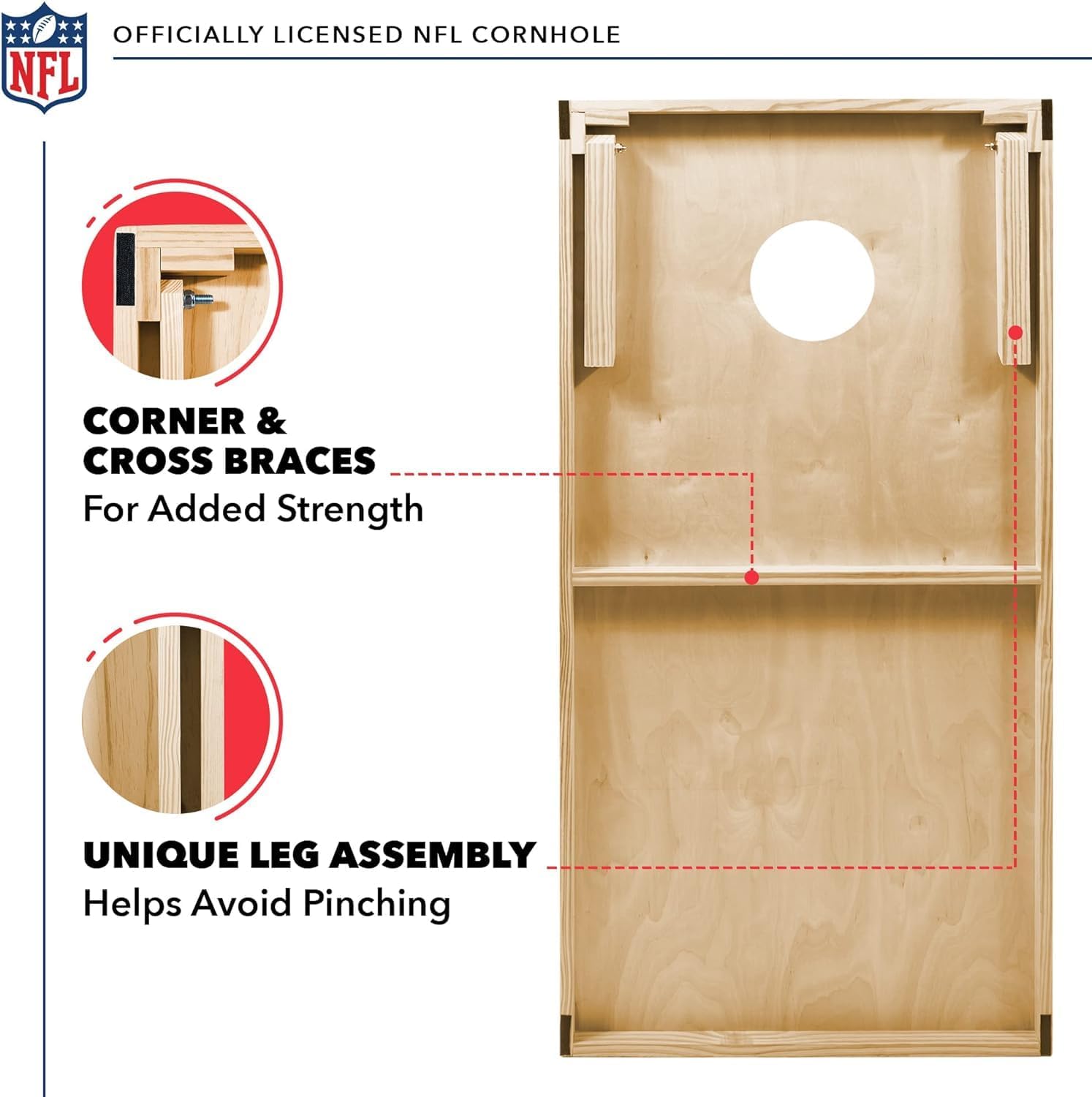 NFL 2' x 3' Solid Wood Cornhole Set with Direct Print HD Team Graphics – Great Gift for Any Football Fan! Bean Bag