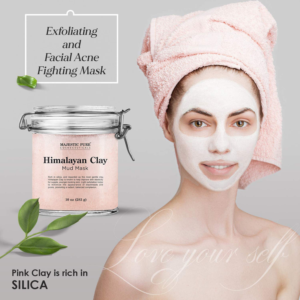 Himalayan Clay Mud Mask for Face and Body Exfoliating and Facial Acne Fighting Mask - Reduces Appearance of Pores, 10 oz