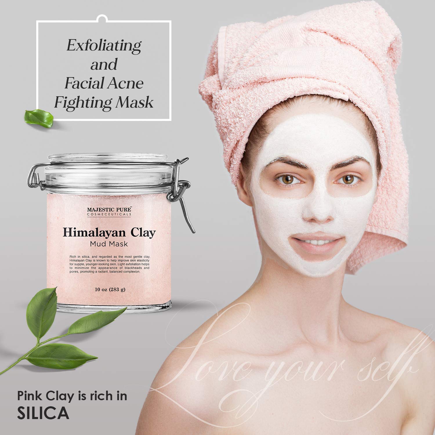 Himalayan Clay Mud Mask for Face and Body Exfoliating and Facial Acne Fighting Mask - Reduces Appearance of Pores, 10 oz