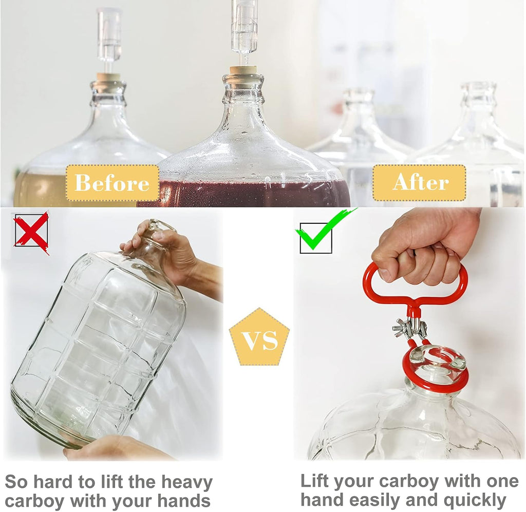 Carboy Handle, 2 Pack Carboy Carrying Handle Heavy Duty Carboy Holder for Smooth Neck 3 Gallon 5 Gallon 6 Gallon 6.5