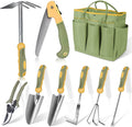 Garden Tool Set, WisaKey 9 Piece Stainless Steel Heavy Duty Gardening Hand Tools Durable Garden Tool Bag Gardening