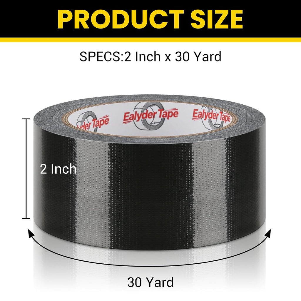 Heavy Duty Duct Tape 2" x 30Yd Waterproof Cloth Tape 1 Roll Black