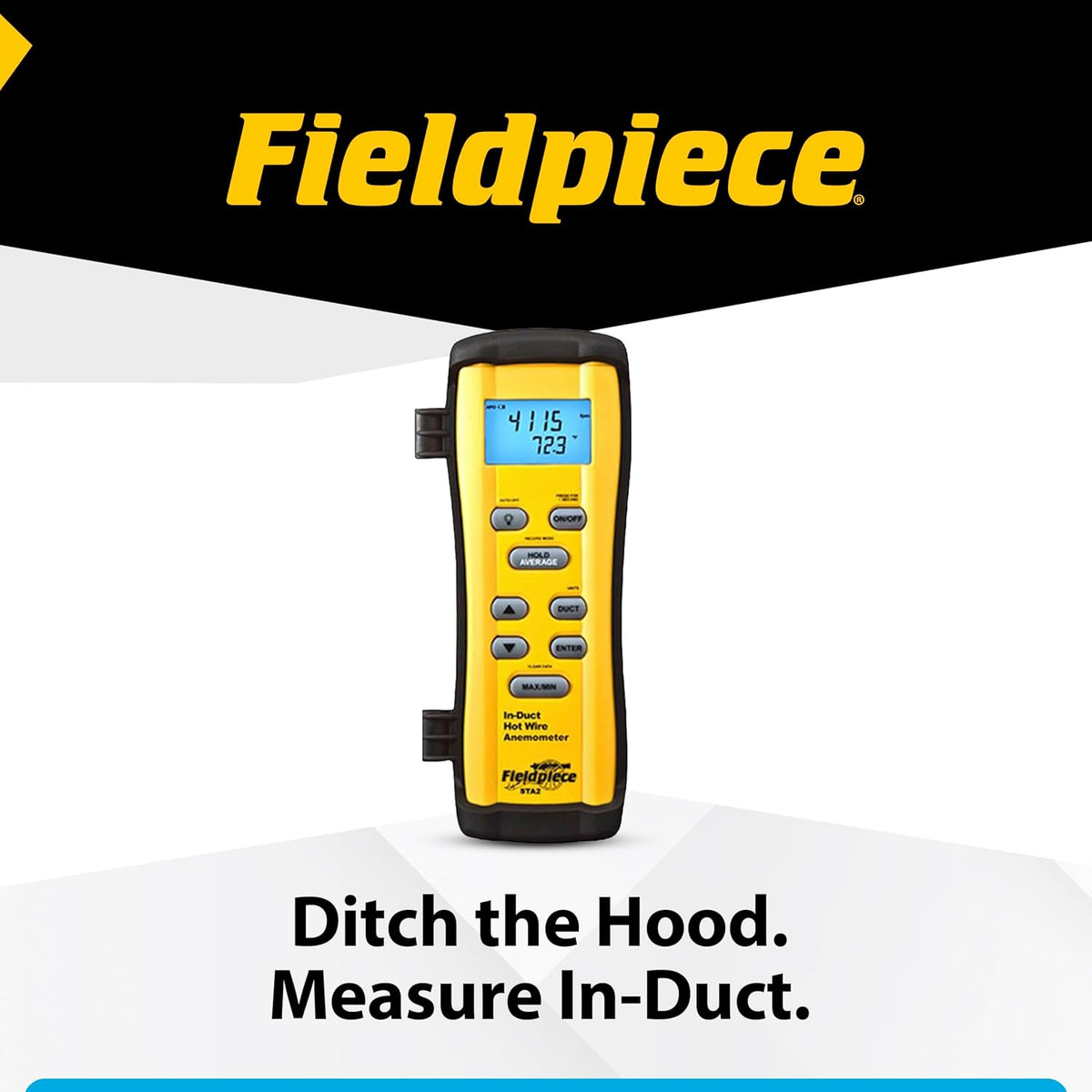 Fieldpiece STA2 in-Duct Hot Wire Anemometer for HVAC Airflow Measurement - CFM, Air Velocity & Temperature - 38" Telescoping Probe - Hands-Free Air Balancing Tool