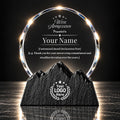 Custom Crystal Trophy with Logo & Text, Employee Recognition Award