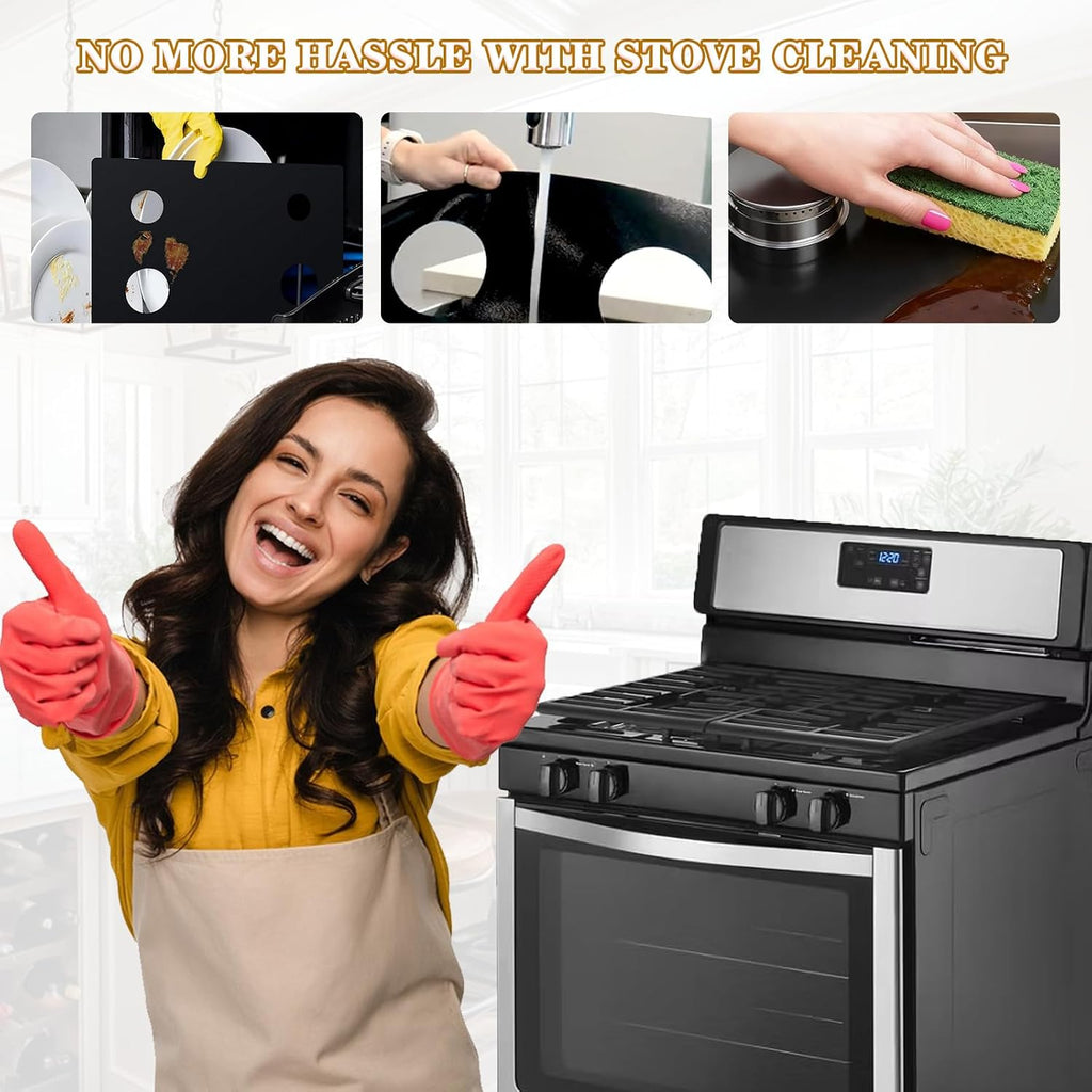 2 pcs Stove Cover For Whirlpool Gas Stove Protectors 4 Burners Model WFG320M0BS WFG320M0BB WFG320M0BW WFG320M0MW WFG320M0MS, Reusable Splatter Guard Protector Liner