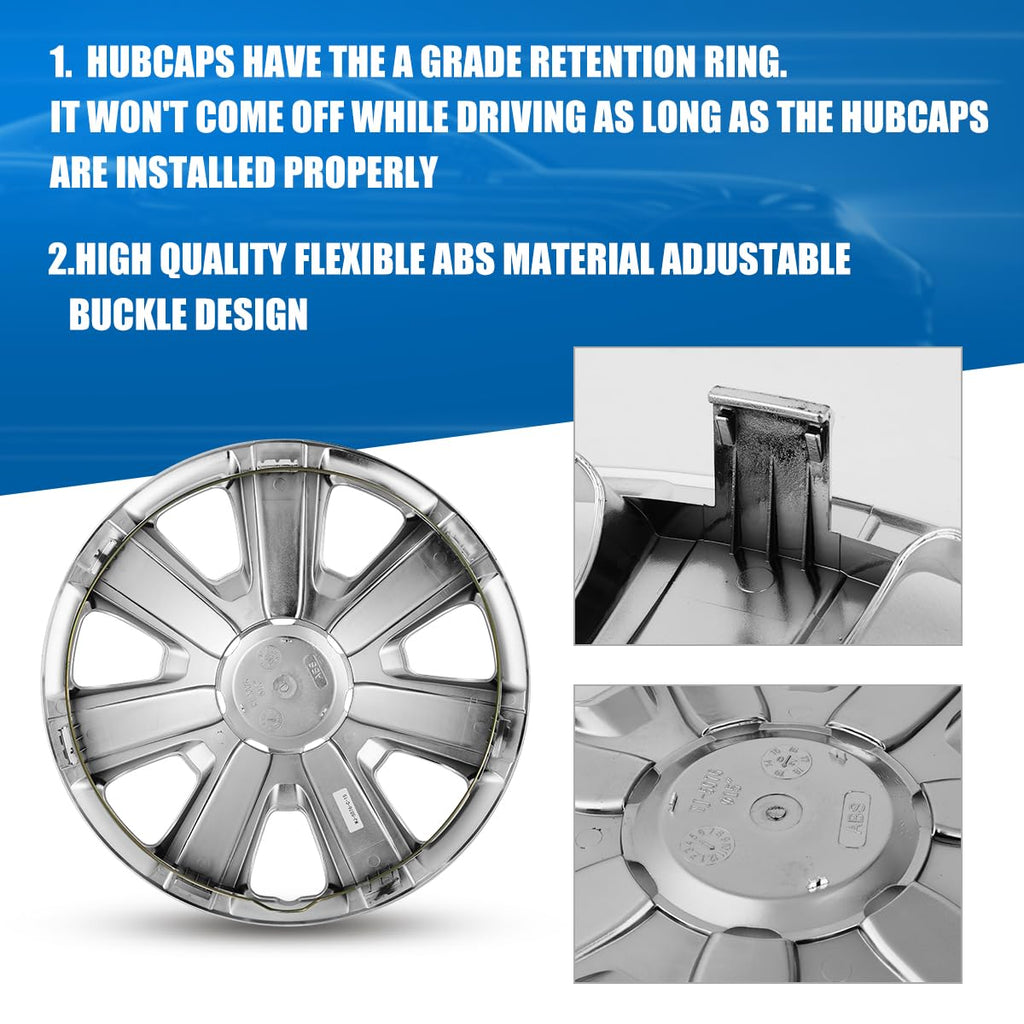 15 Inch Hubcaps, Universal Wheel Rim Cover Set of 4