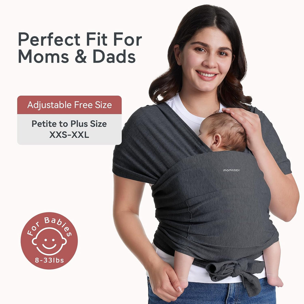 Baby Wrap Carrier, Easy-On 2-Piece Design, Newborn to 33 lb | Easy On Like a T-Shirt, XXS-XXL Adjustable Fit, IHDI