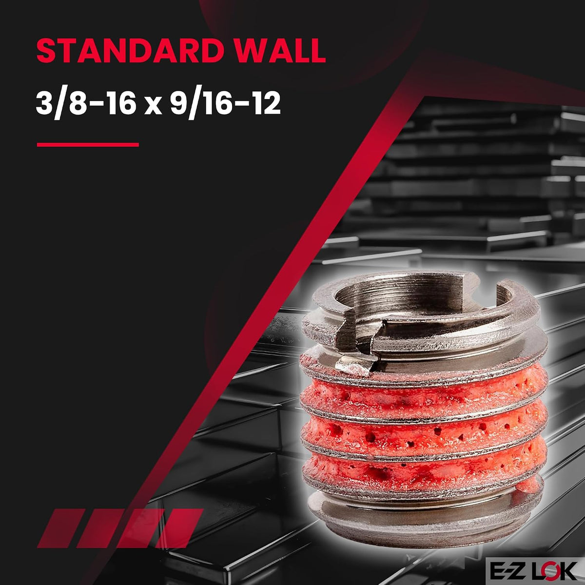 E-Z LOK Thread Insert, 0.375-16 Internal, 0.5625-12 External, 5 ct