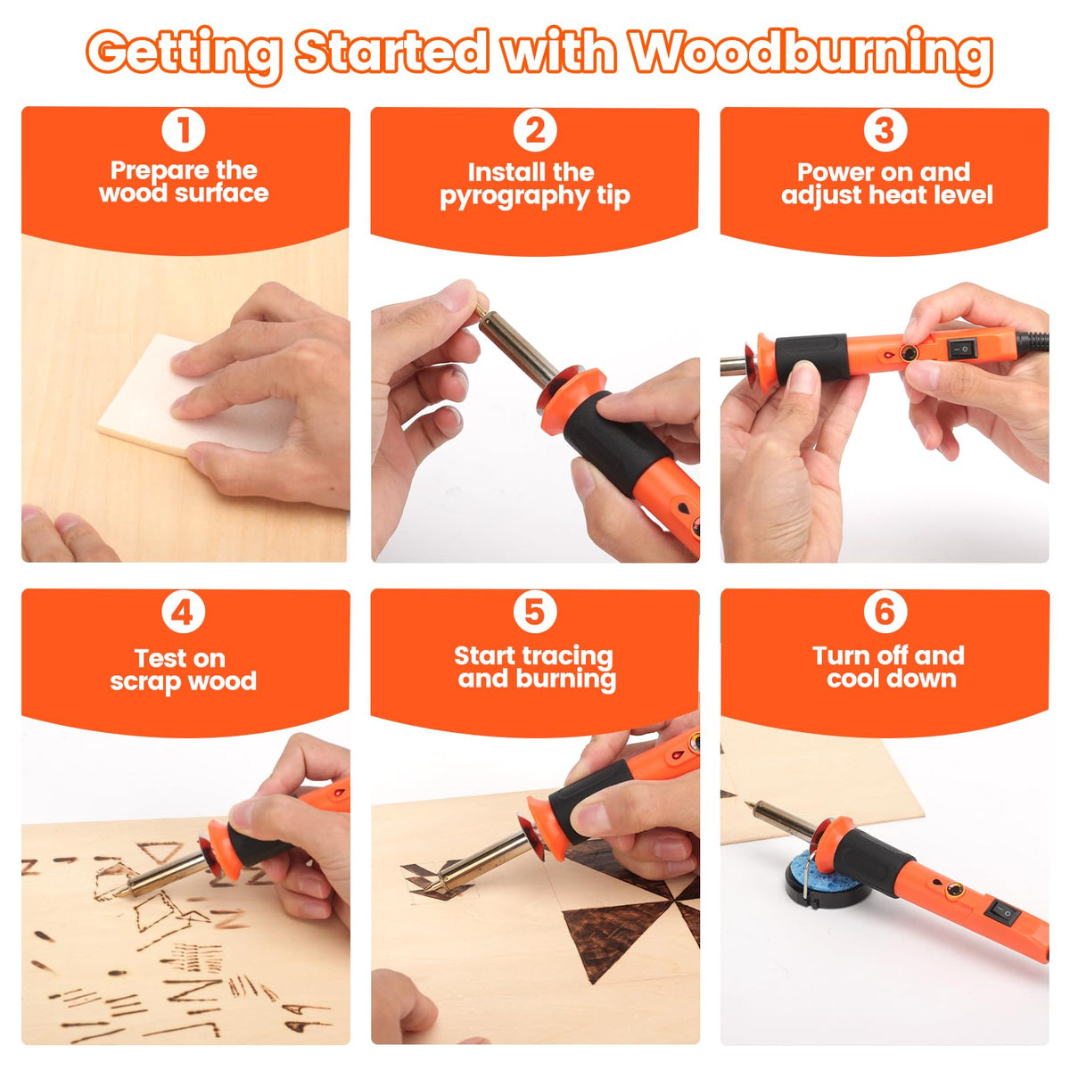 930-IV Wood Burning Kit, Beginner Pyrography Pen with 12 Pyrography Tips