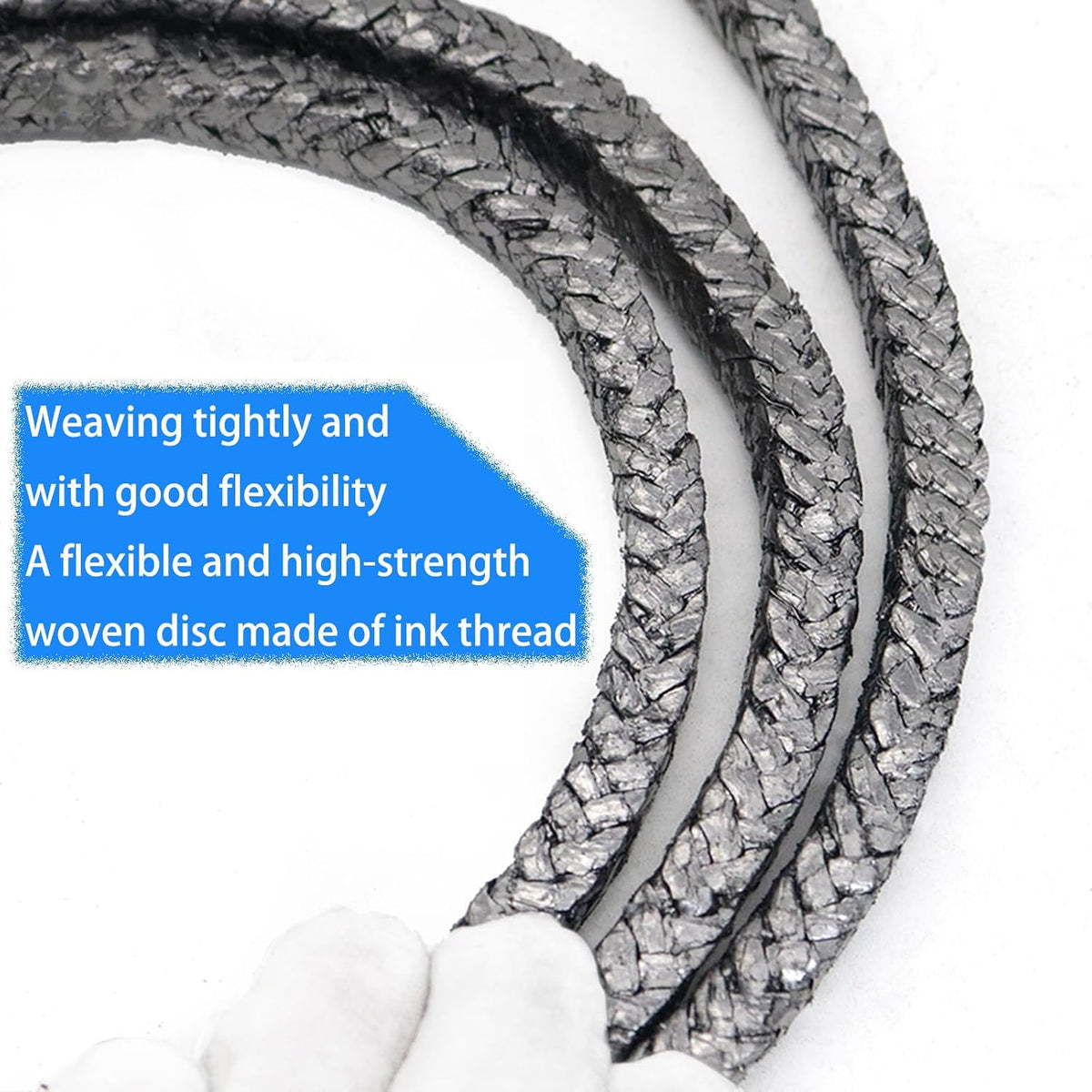 Flexible Graphite Braided Compression Packing ，for Pump Valve or Mechanical Seal 5/16”x5/16”，10 feet
