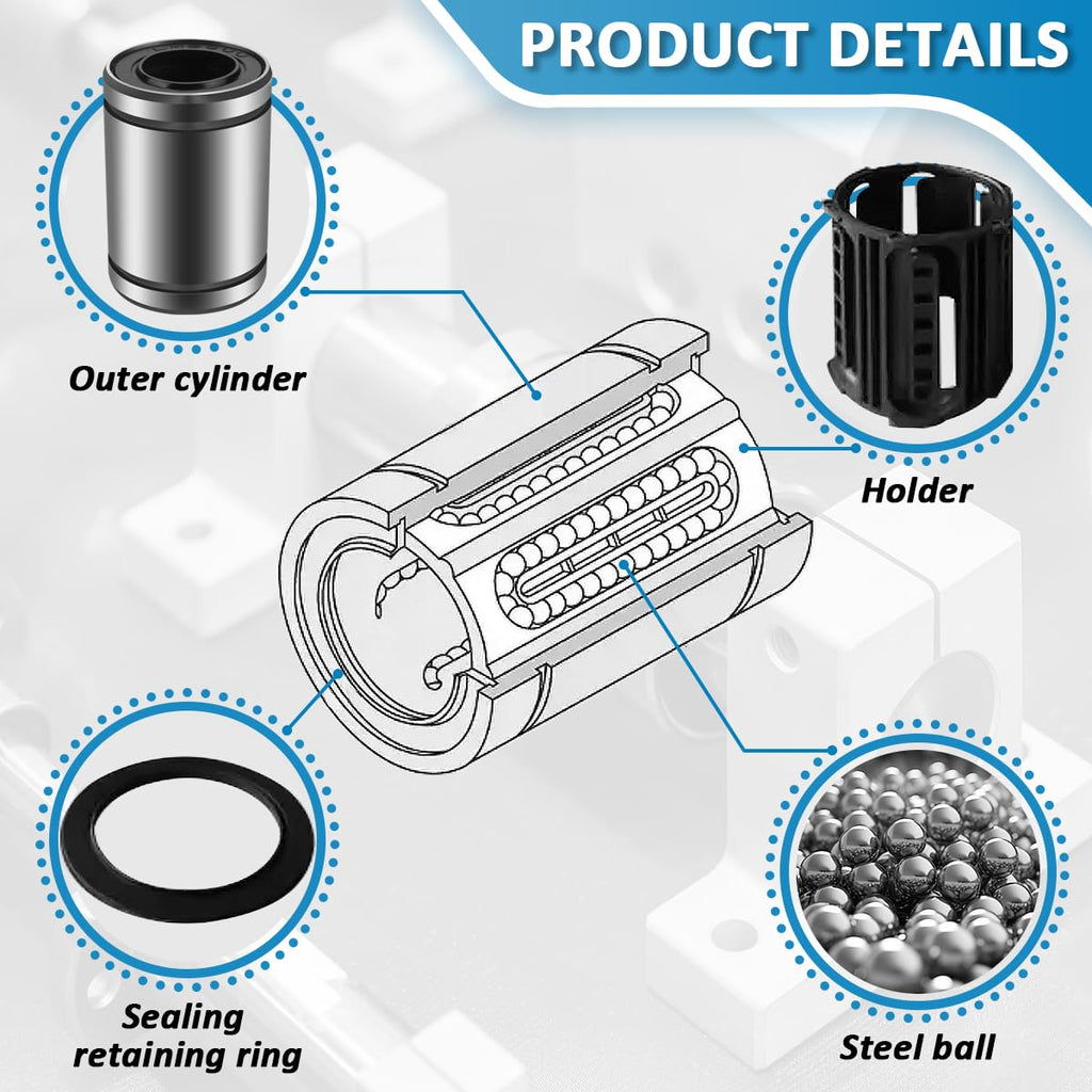 NOOTO SW4G 1/4" Linear Ball Bearing Bushing for CNC & 3D Printer