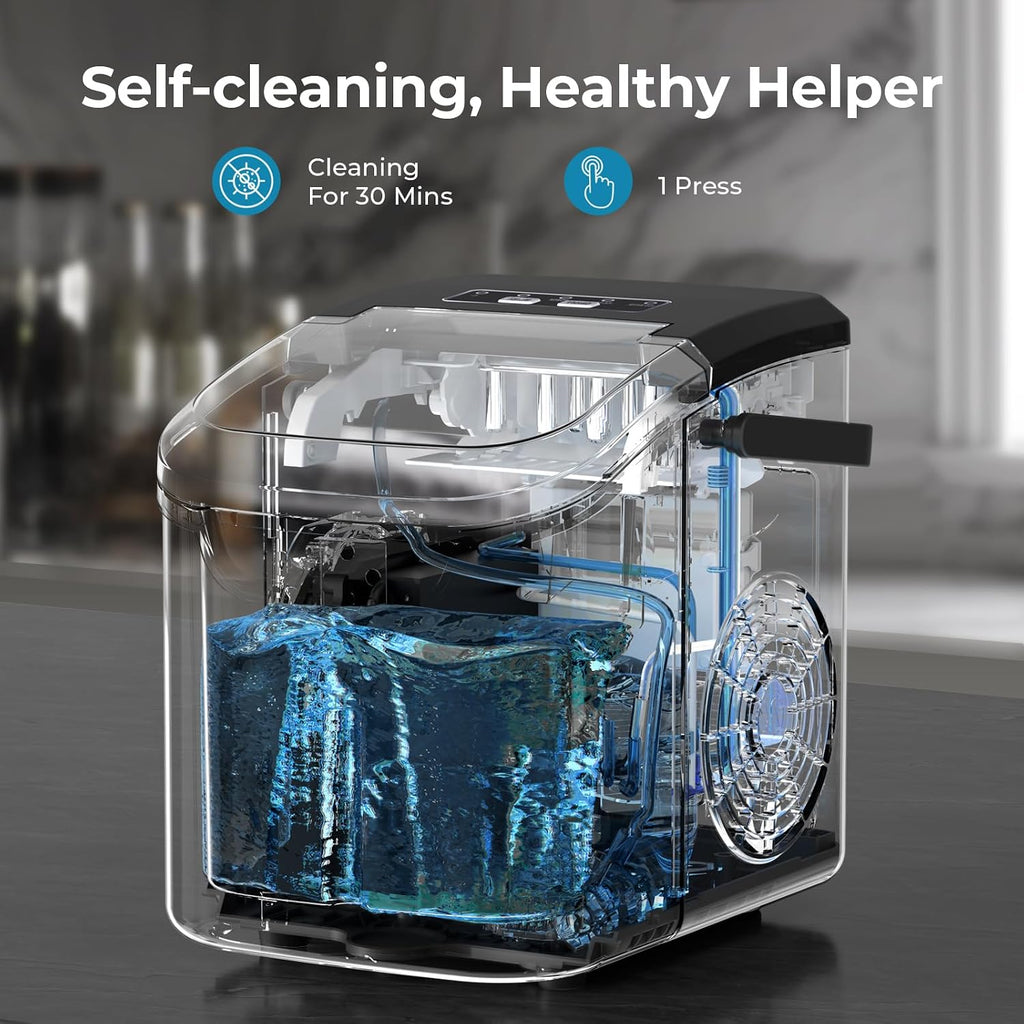 Countertop Ice Maker Machine, 26Lbs/Day Fastest 6‑Min Ice