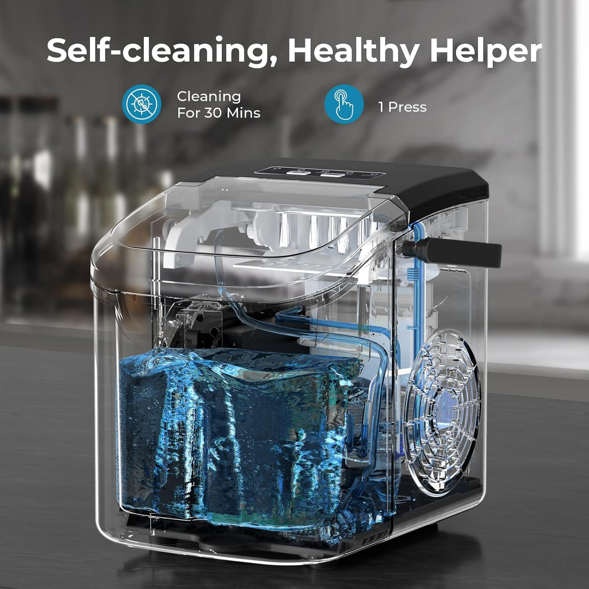 Countertop Ice Maker Machine, 26Lbs/Day Fastest 6‑Min Ice