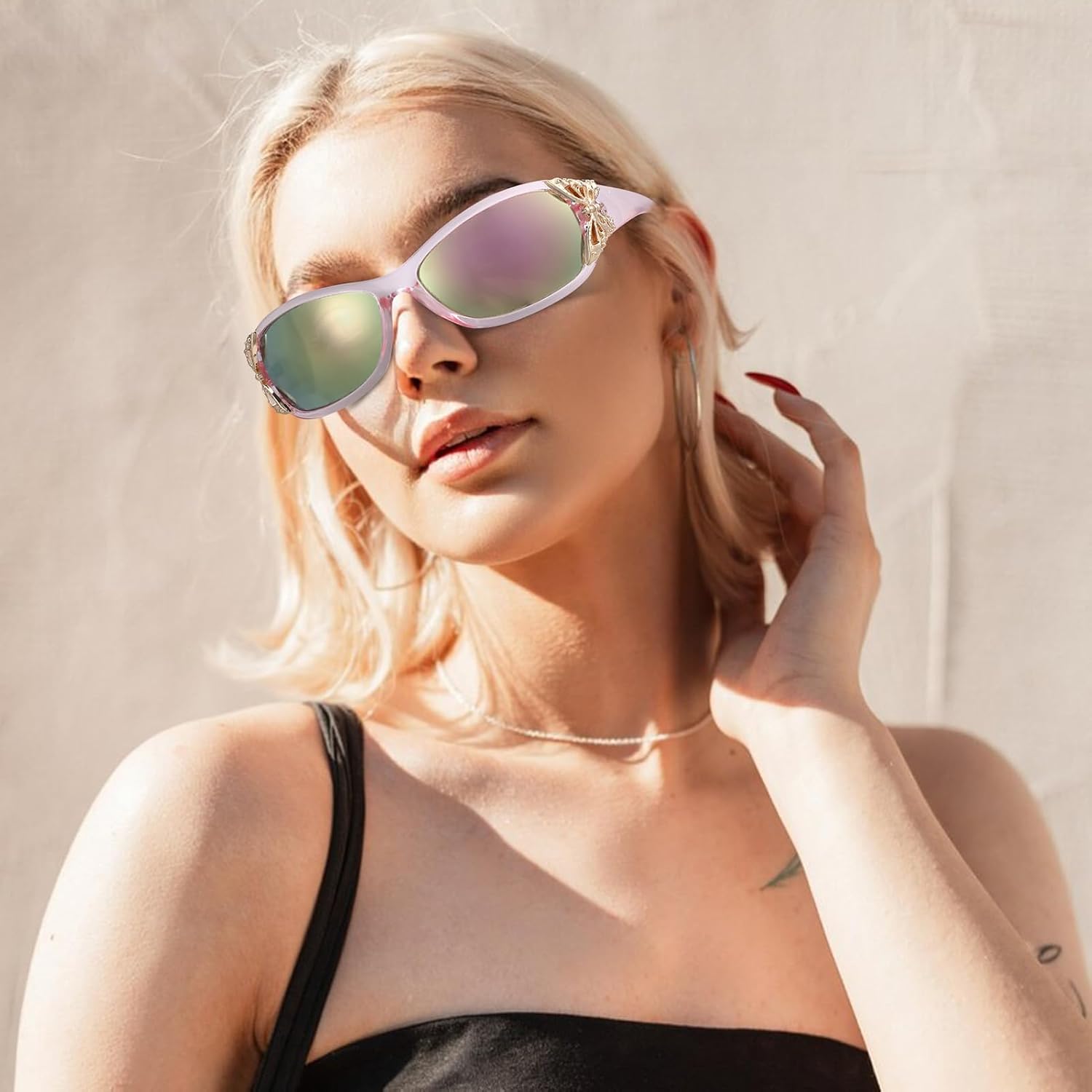 3 Pairs Y2K Sunglasses for Women, Fashion Wrap Around Butterfly Design Sun Glasses with UV400 Protection