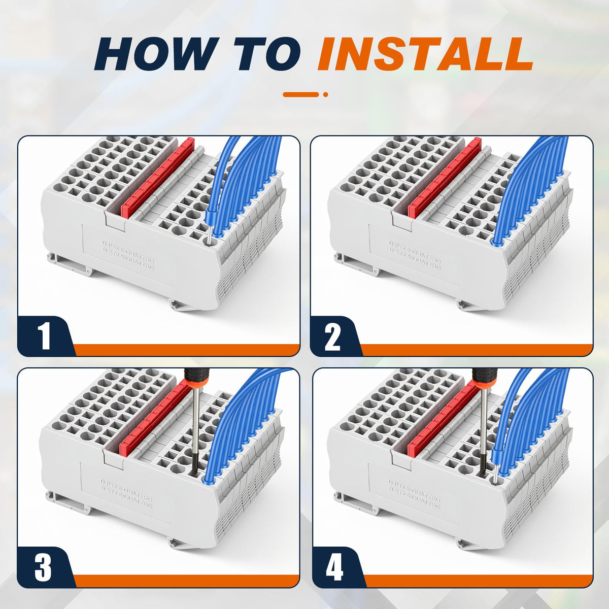 Din Rail Terminal Block,ST2.5-2/2,Pull-Back Spring Cage,Gray,40 Pcs