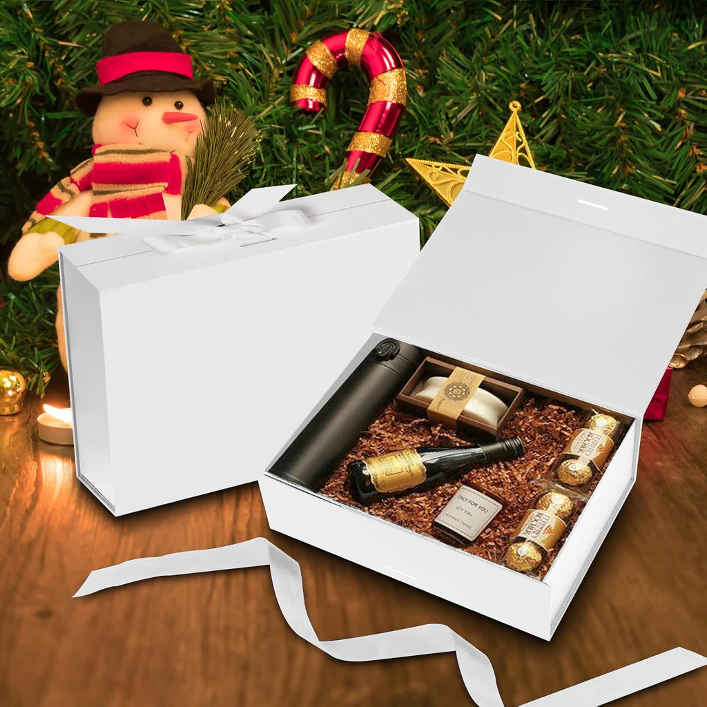 White Gift Box with Lid for Presents 10.5x7.5x3.1 Inches