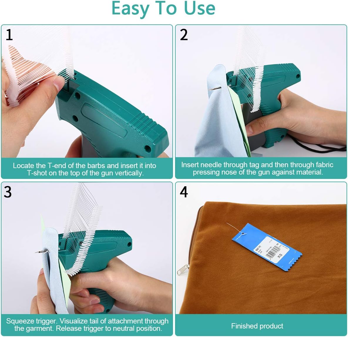 Price Tagging Gun for Clothing, Standard Retail Price Tag Attacher Gun for Clothes with 6 Needles & 1000pcs 2" Barbs