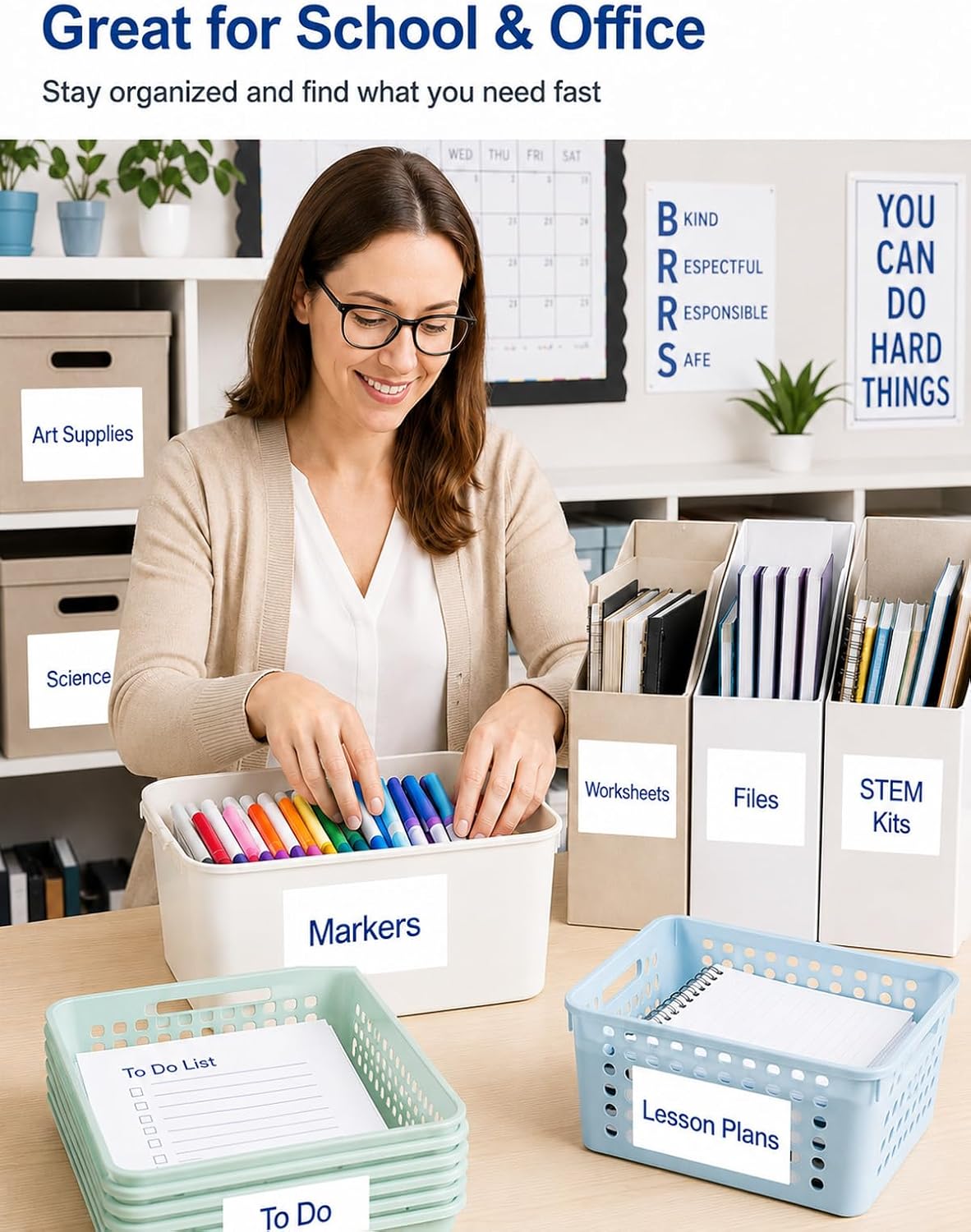 6x4 Removable Labels for Storage Bins, 100-Pack Blank Stickers